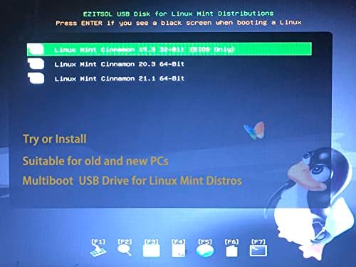 Ezitsol Linux Mint USB 21.1 ו- 20.3 64BIT, 19.3 32BIT | 3in1 Linux Linux USB למנטה לינוקס, כונן